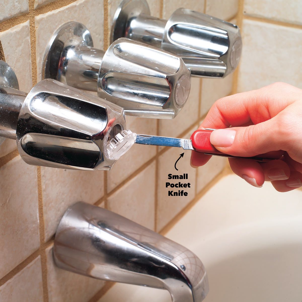 leaky bathtub faucet remove handle insert
