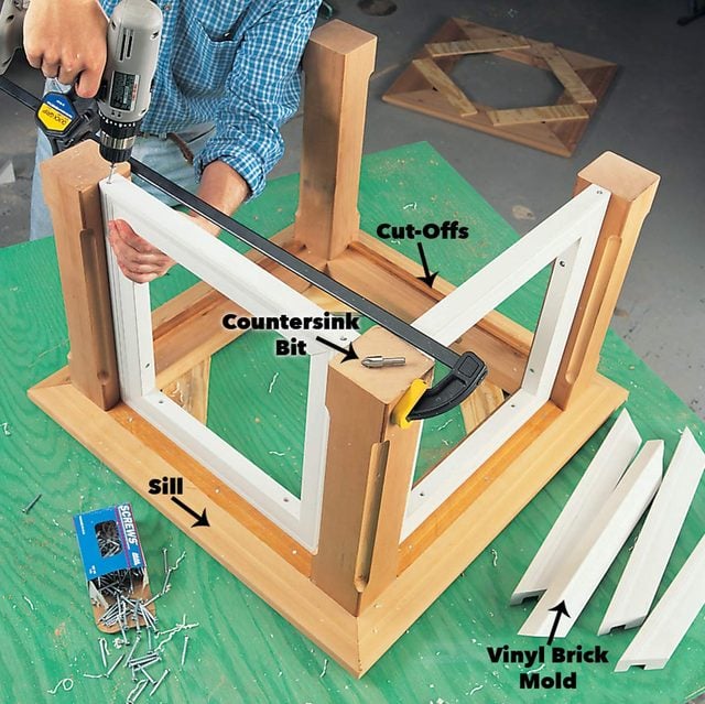 Attach the brick mold frames cupola