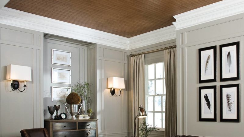 Unappealing Ceiling Cover It Up With Wood Look Planks