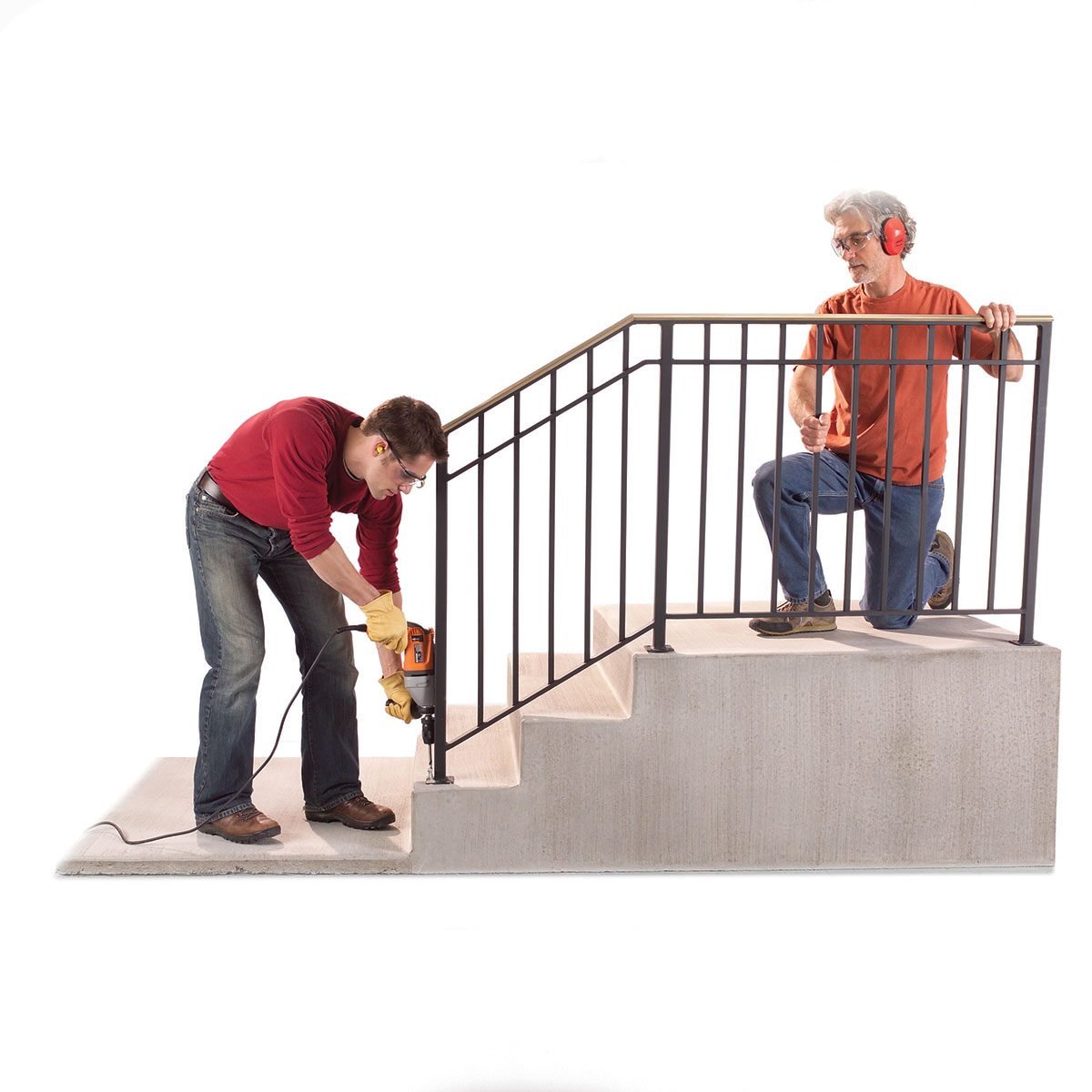 Two men installing a sturdy handrail | Construction Pro Tips