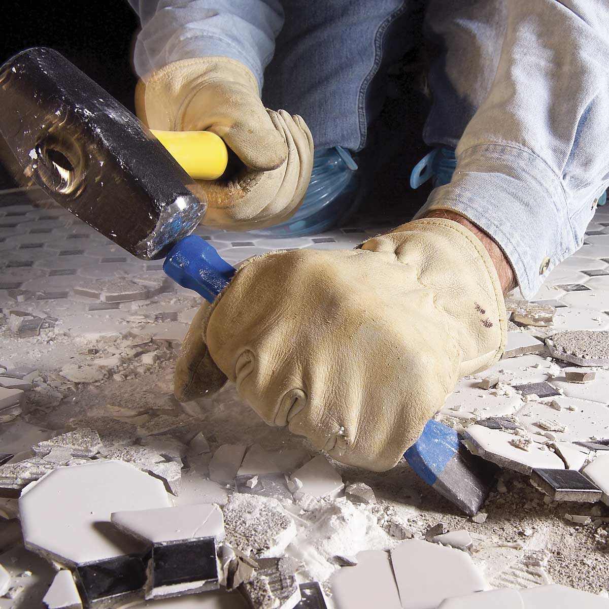 How To Remove Tile From A Concrete Floor Family Handyman