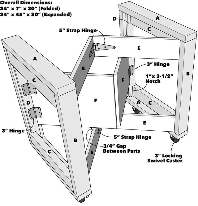 Folding Mobile Workbench