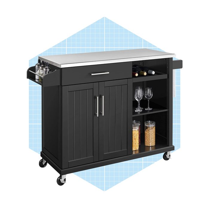 Yaheetech Kitchen Cart With Stainless Steel Top And Storage Cabinet Ecomm Amazon.com