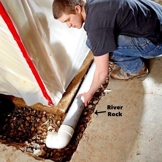 lay basement water drainage system pipe