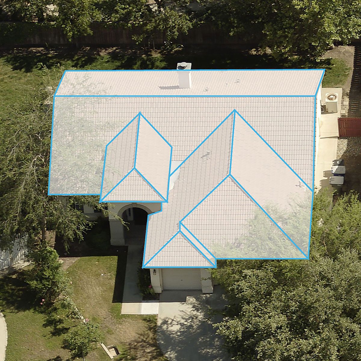 The top view of a house with a digital roof imposed on top | Construction Pro Tips