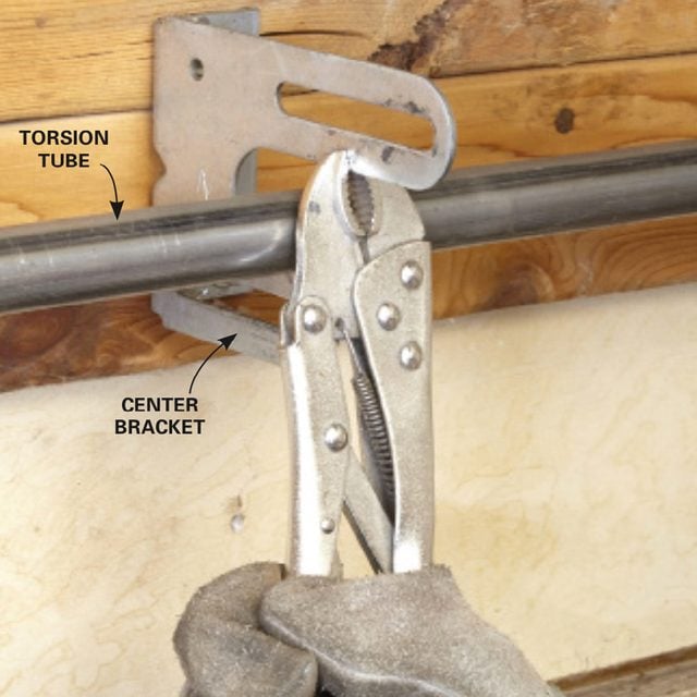 Using locking pliers on garage door