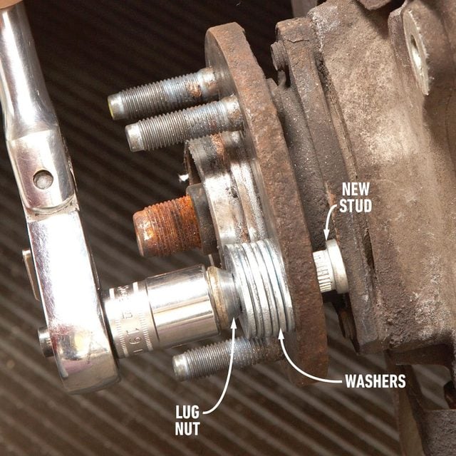 A Full Guide To Wheel Stud Replacement installing the wheel stud 