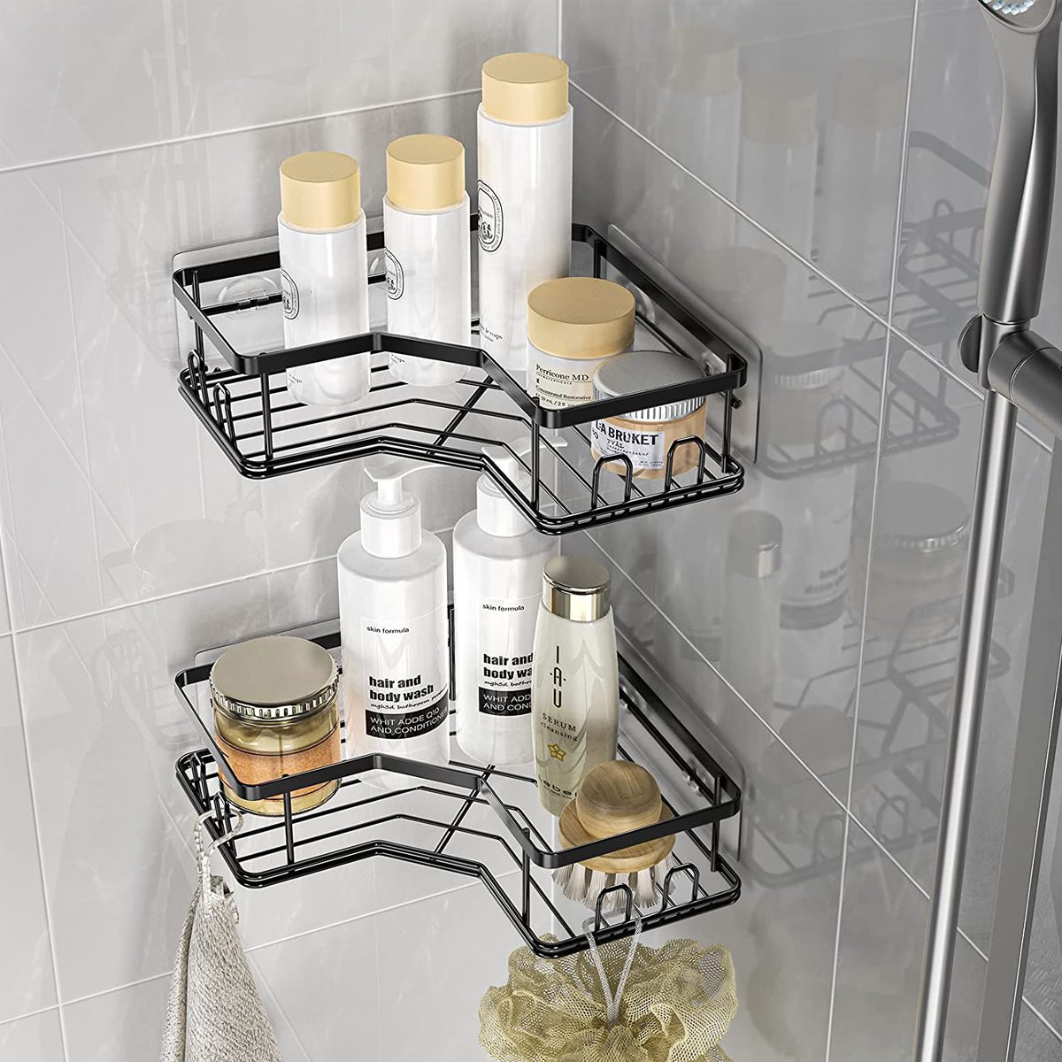 Kadolina 2 Pack Adhesive Corner Shower Caddy Shelf, Bathroom Shower  Organizer Shelves, No Drilli - Bath Caddies, Facebook Marketplace