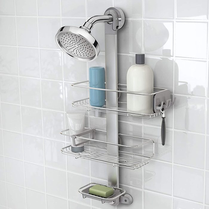 Hoomtaook Corner Caddy Bathroom Shower Shelf Wall Mounted No Drilling 2 Tier Storage Shelves Adhesive Triangle Baskets Silver Bathroom Kitchen