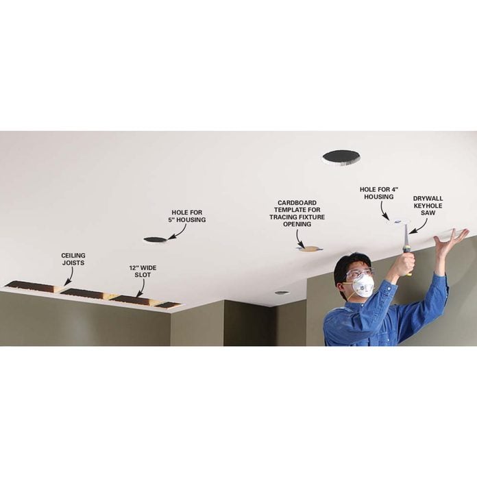 Installing Recessed Lighting For Dramatic Effect Diy Family Handyman - Can You Put Spotlights In An Existing Ceiling