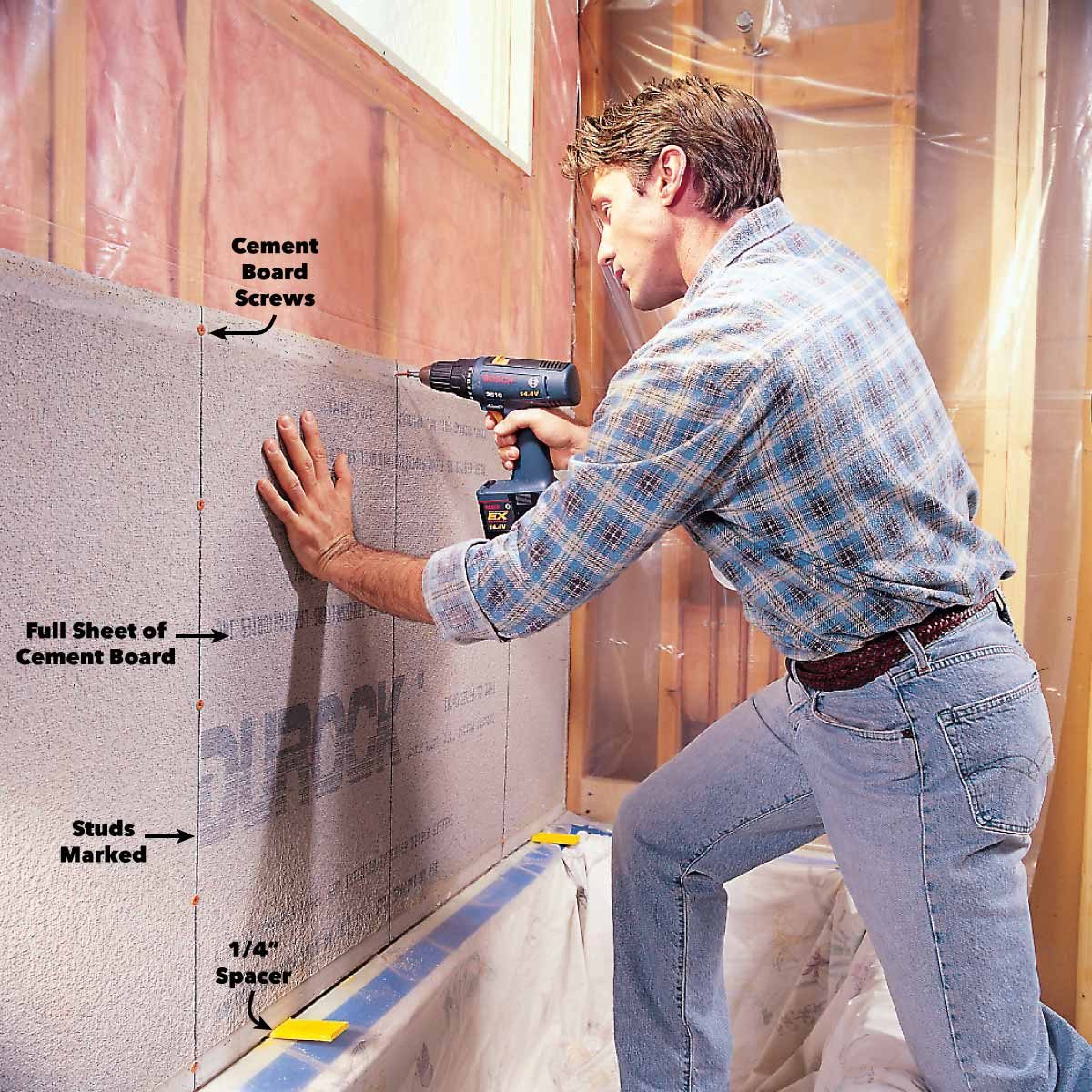 How To Install Cement Board For Tile Projects Family Handyman
