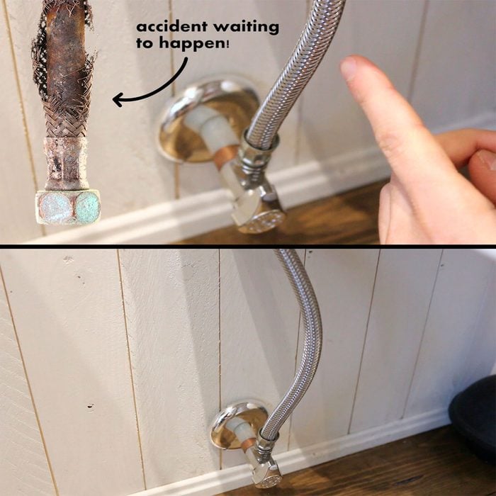Image of a re-used hose that is frayed and decaying | Construction Pro Tips