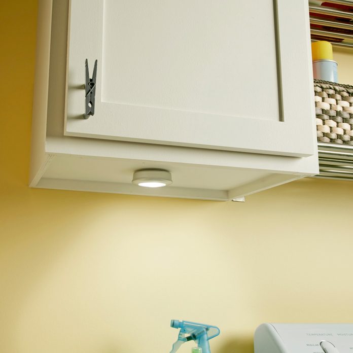Laundry room organization ideas under cabinet lights