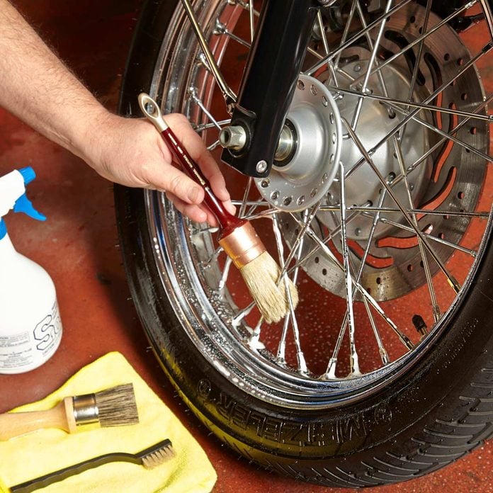 clean motorcycle wheel