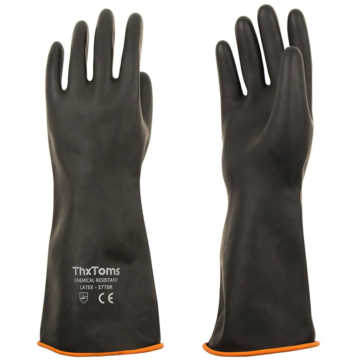 Heavy Duty Rubber Gloves Cleaning Waterproof Black Protection Large Gardening 