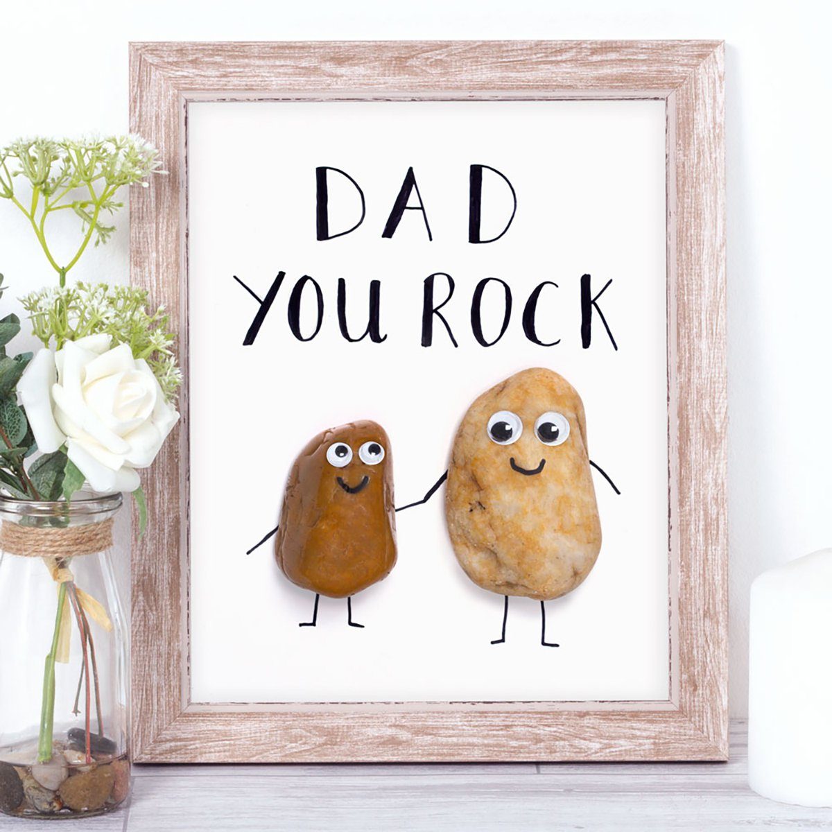 hand made Daddy Rocks Dad Rocks Perfect handmade Fathers Day gift present 