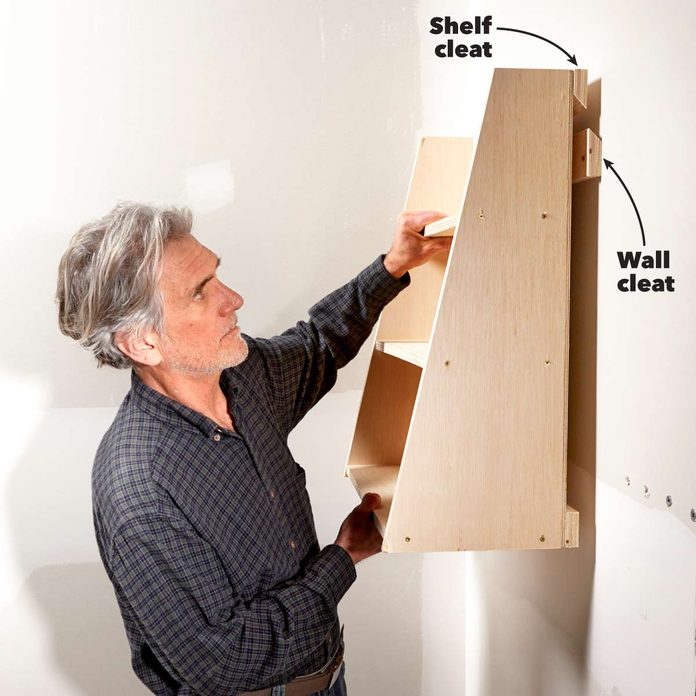 How To Hang Shelves Family Handyman, How To Hang Shelves On A Cement Wall Without Drilling