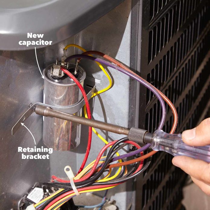 Install the new air conditioner capacitor