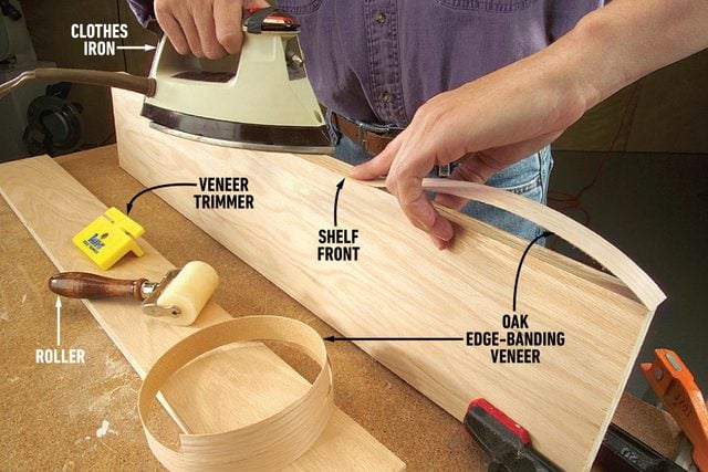 Iron on the veneer edging To Build A Ladder Shelf