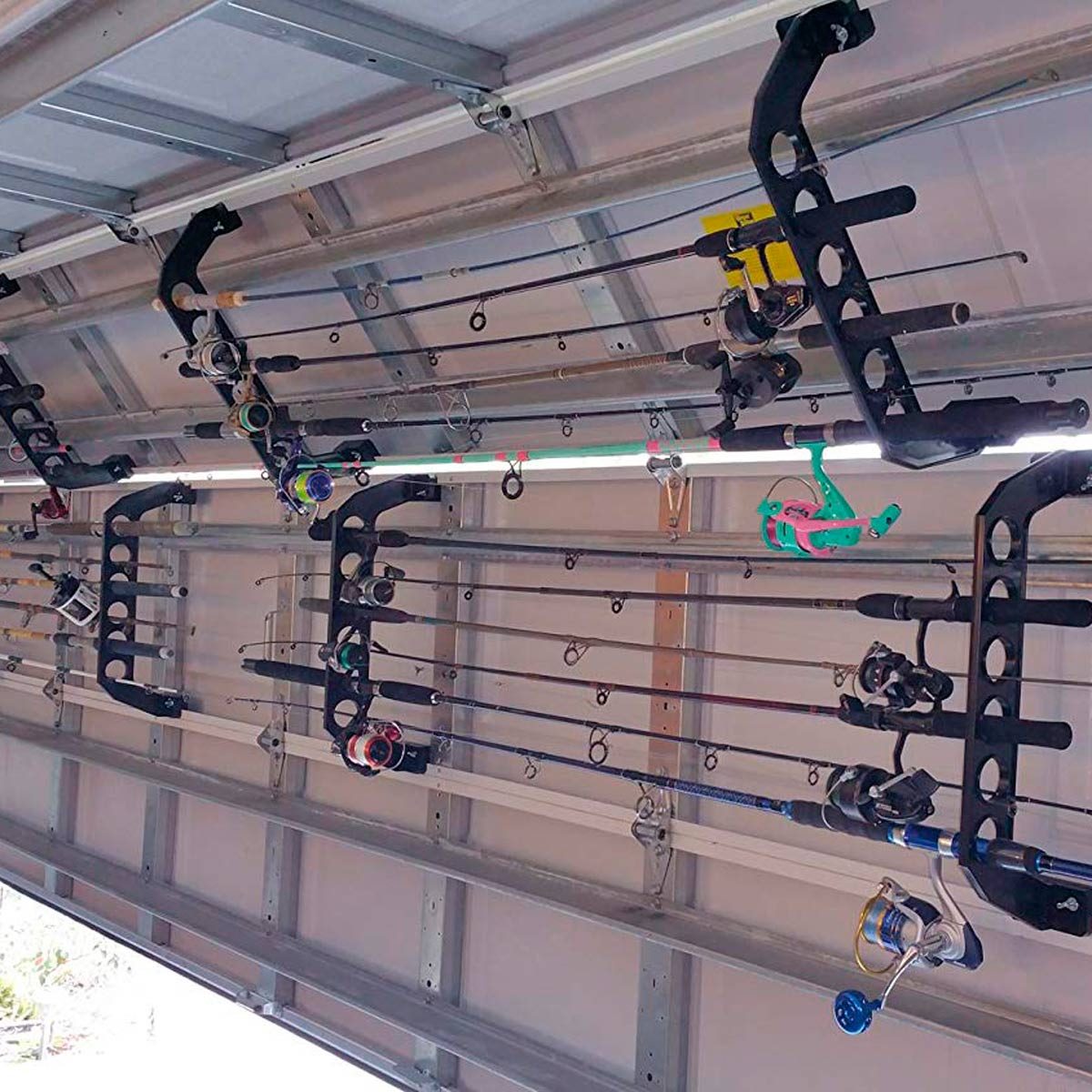 Garage Door Rack walls installation Organization Storage Holds up to 5 Rods 