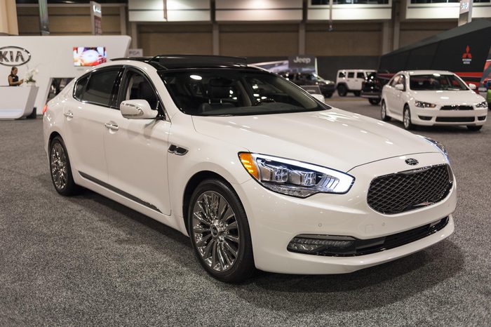 CHARLOTTE, NC, USA - November 11, 2015: Kia K900 sports sedan on display during the 2015 Charlotte International Auto Show at the Charlotte Convention Center in downtown Charlotte.