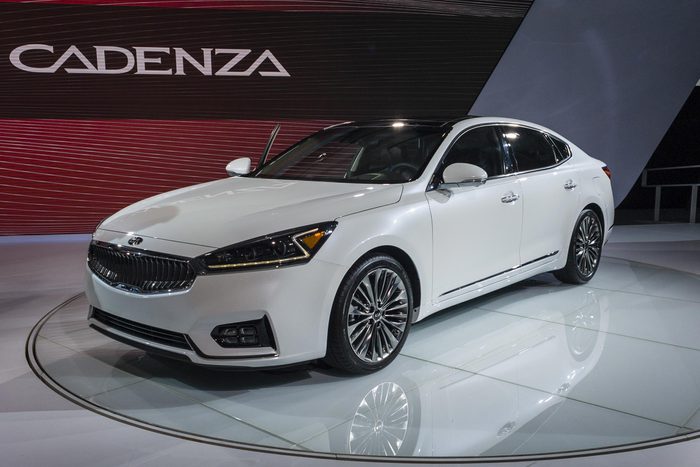 NEW YORK, USA - MARCH 23, 2016: Kia Cadenza on display during the New York International Auto Show at the Jacob Javits Center.