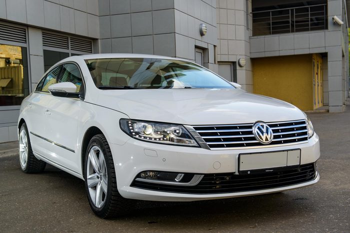 Volkswagen Passat CC. SYKTYVKAR, RUSSIA - JULY 15, 2015: Parked the car in the center city open by owner and specially prepared for taking pictures.