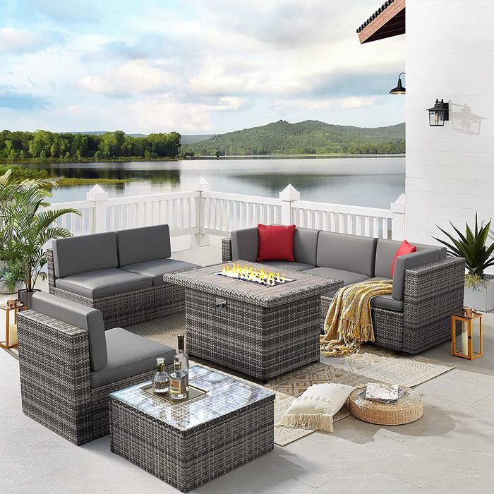 Eight Piece Furniture Set With Fire Pit