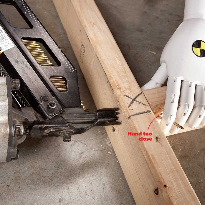 common safety injuries don't put your hands near a nail gun