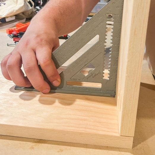 Checking Wood Joint Angle with Carpenter's Square