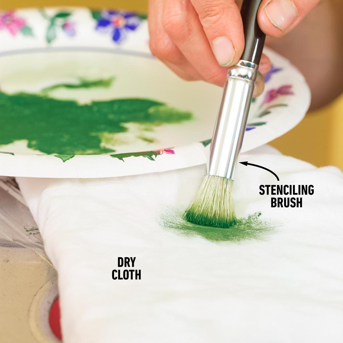 Stenciling with stencil brushes - Stencil Stories