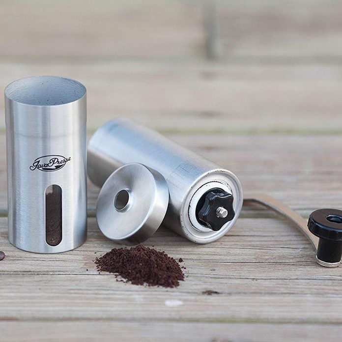 JavaPresse Manual Coffee Grinder, Conical Burr Mill, Brushed Stainless Steel
