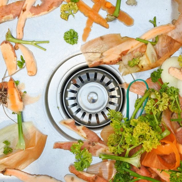 Mix Of Vegetables Waste In Home Kitchen Sink