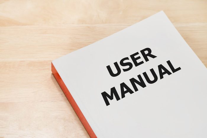 User manual book on the table