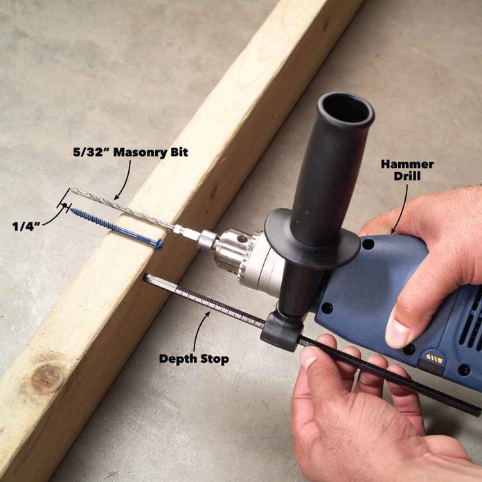 drilling concrete fasteners hammer drill depth stop
