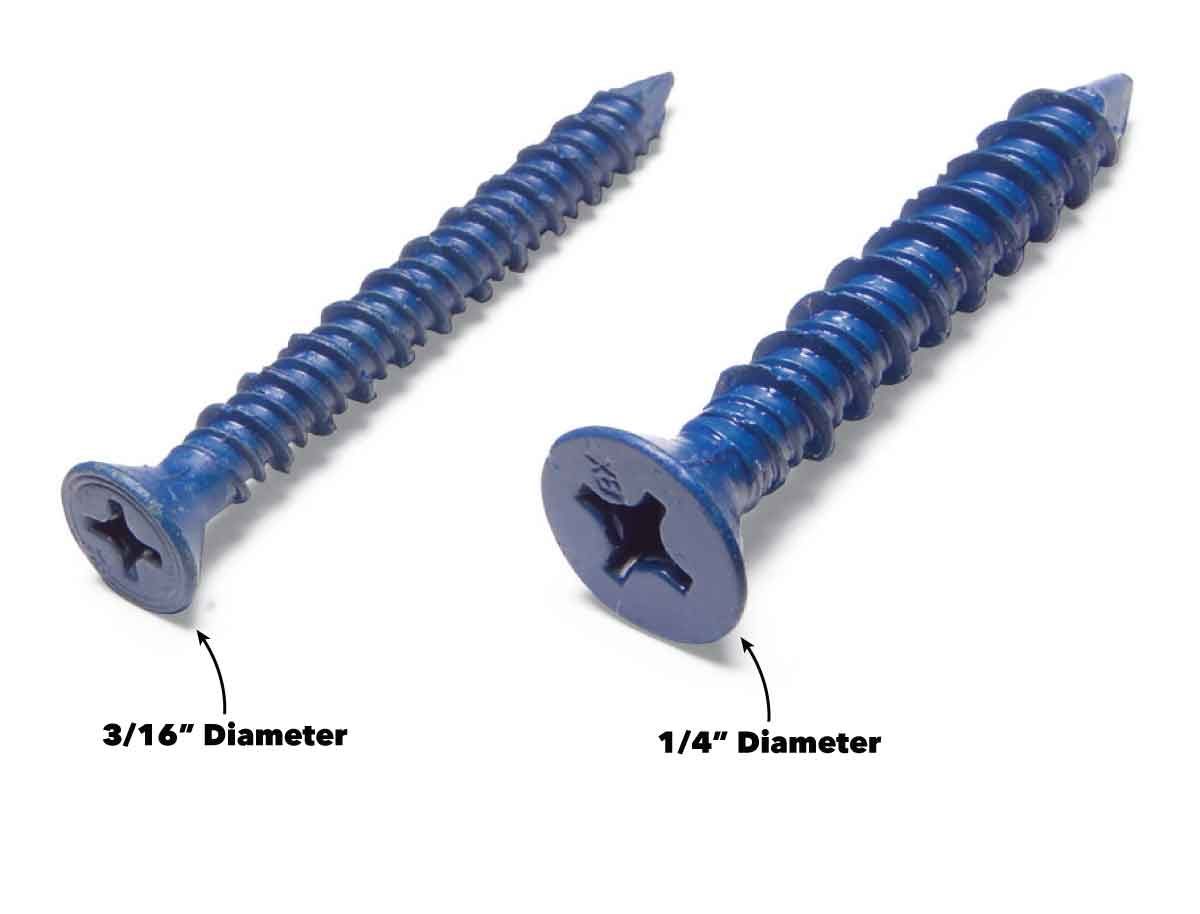 drilling concrete fasteners drill bit diameter