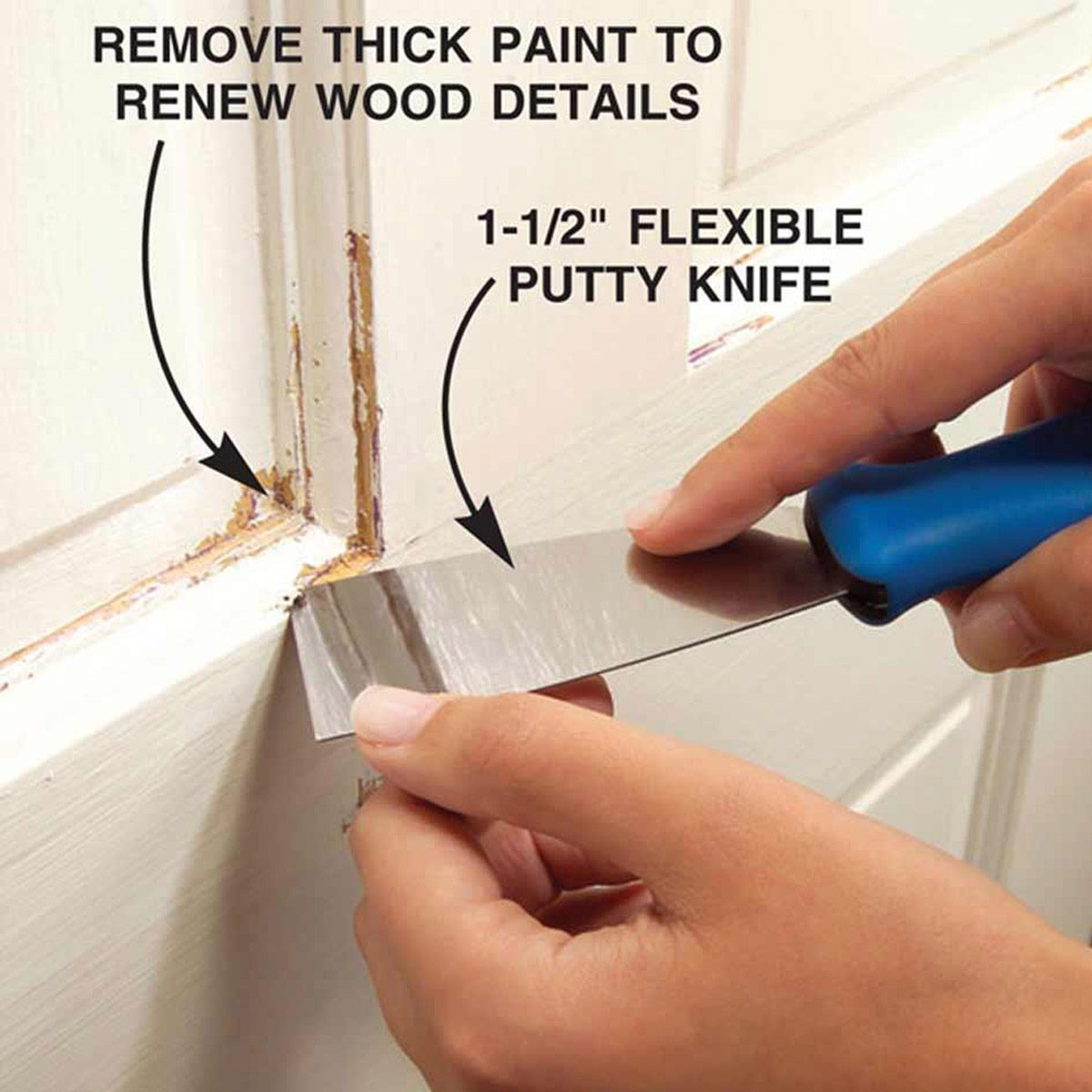 clean out corners with putty knife trim paint prep