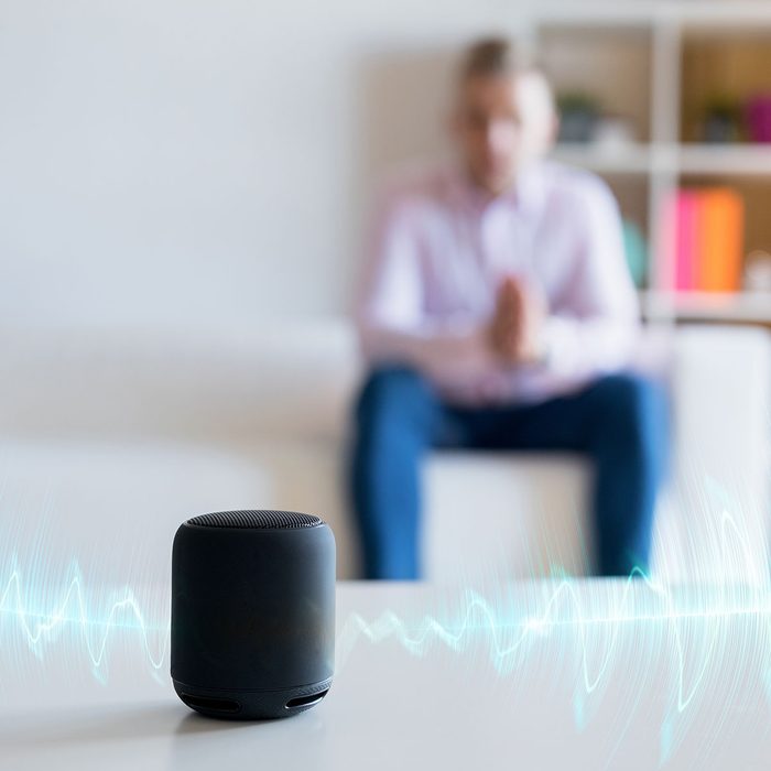 taking a phone call on a smart speaker
