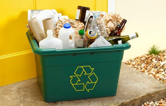 full recycling bin