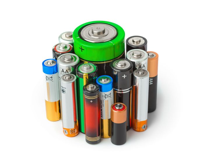 Group of batteries isolated on white background
