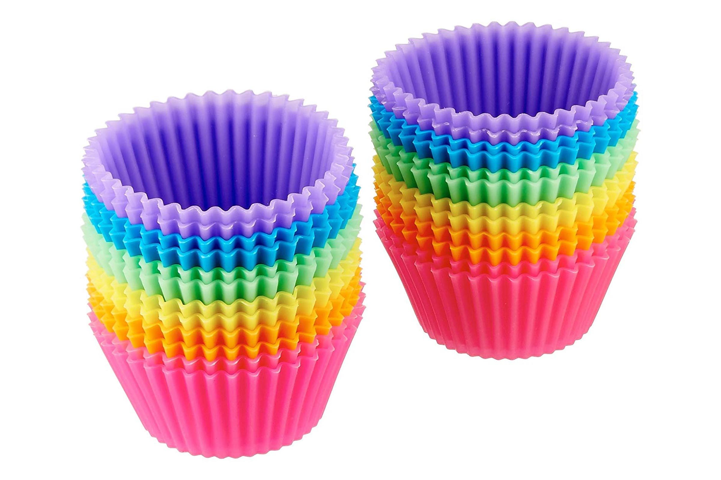 24 Reusable Cupcake Liners FREE SHIPPING Silicone Cupcake Baking Cups Silver 