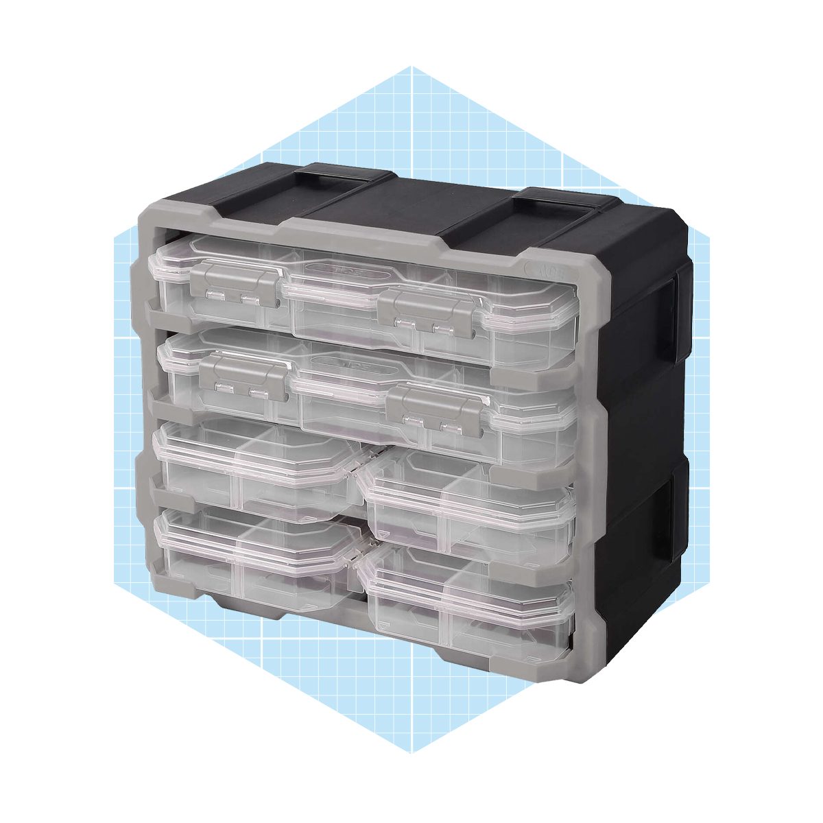 Ideal Security Inc Tilt Bins, 6 Plastic Storage Bins, Stackable Organizer for Everything from DIY to Crafts, Gray