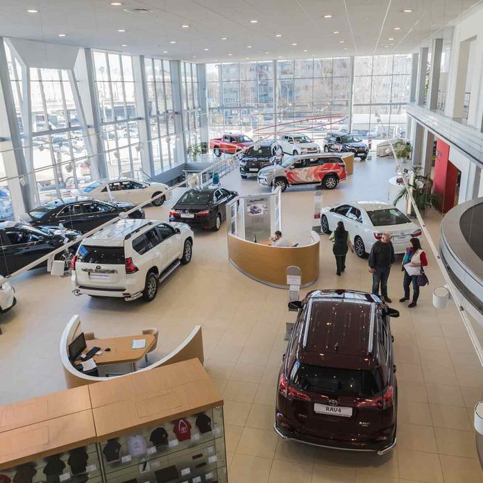 Cars-in-showroom-of-Toyota-dealership