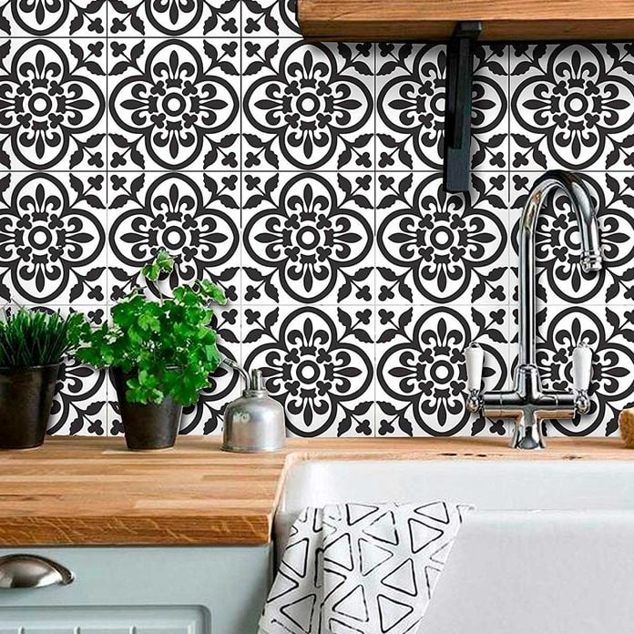 black and white tile stickers