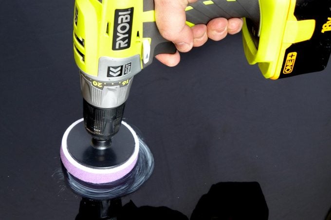 using a drill to polish a car