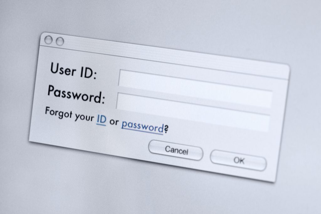 Password message on computer screen