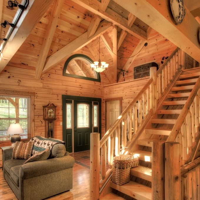 Front foyer of log home
