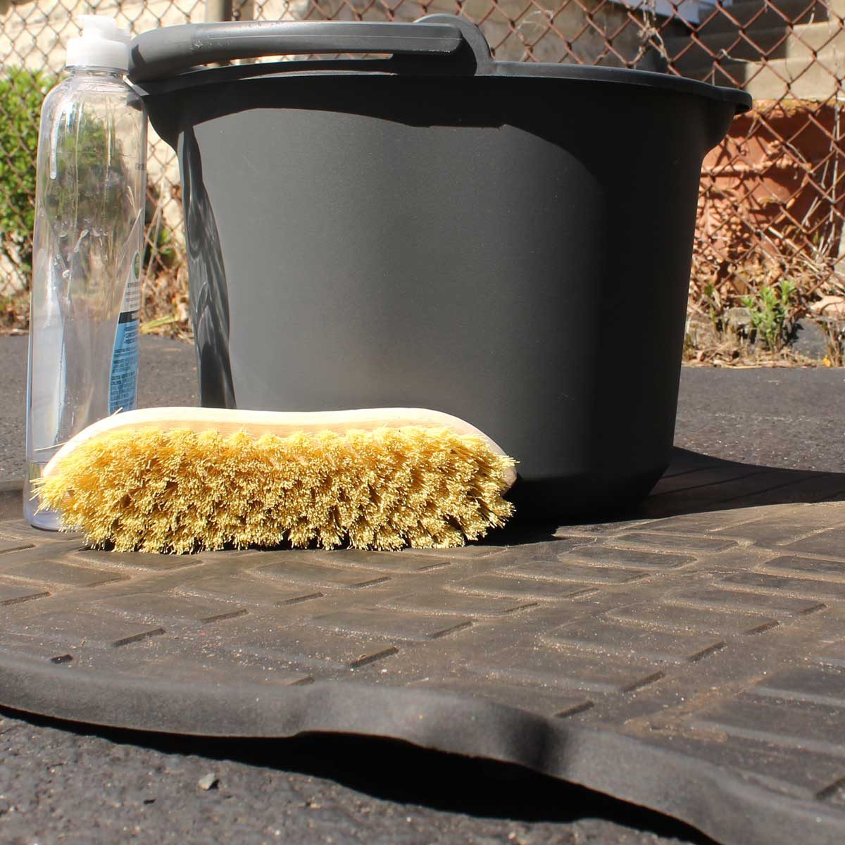 This is the easiest method that I found to clean rubber floor mats