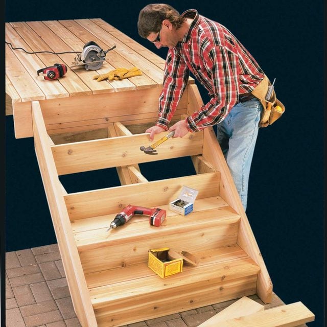 Building deck stairs