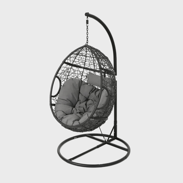 Kylie Outdoor Wicker Hanging Basket Chair Ecomm Via Overstock